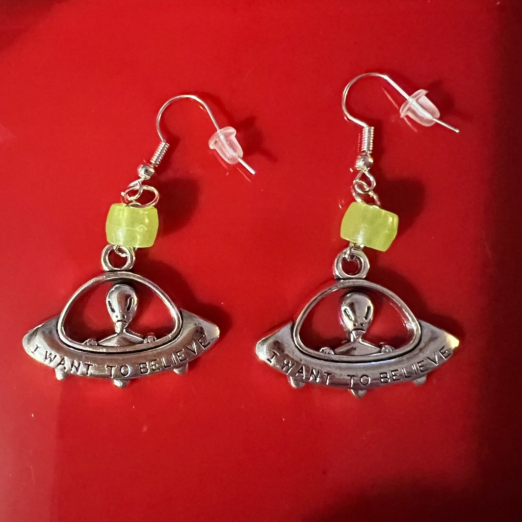 Alien On A Trip Dangle Earring With Glow In The Dark Bead